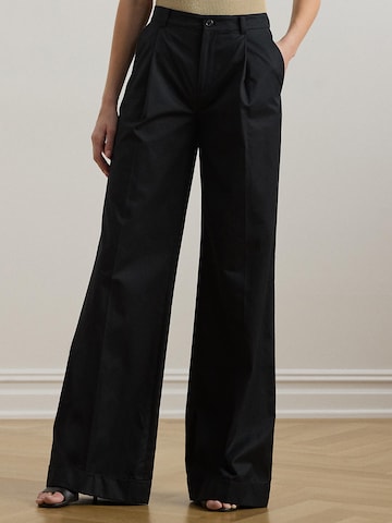 Wide Leg Pantalon à pince Lauren Ralph Lauren en noir : devant
