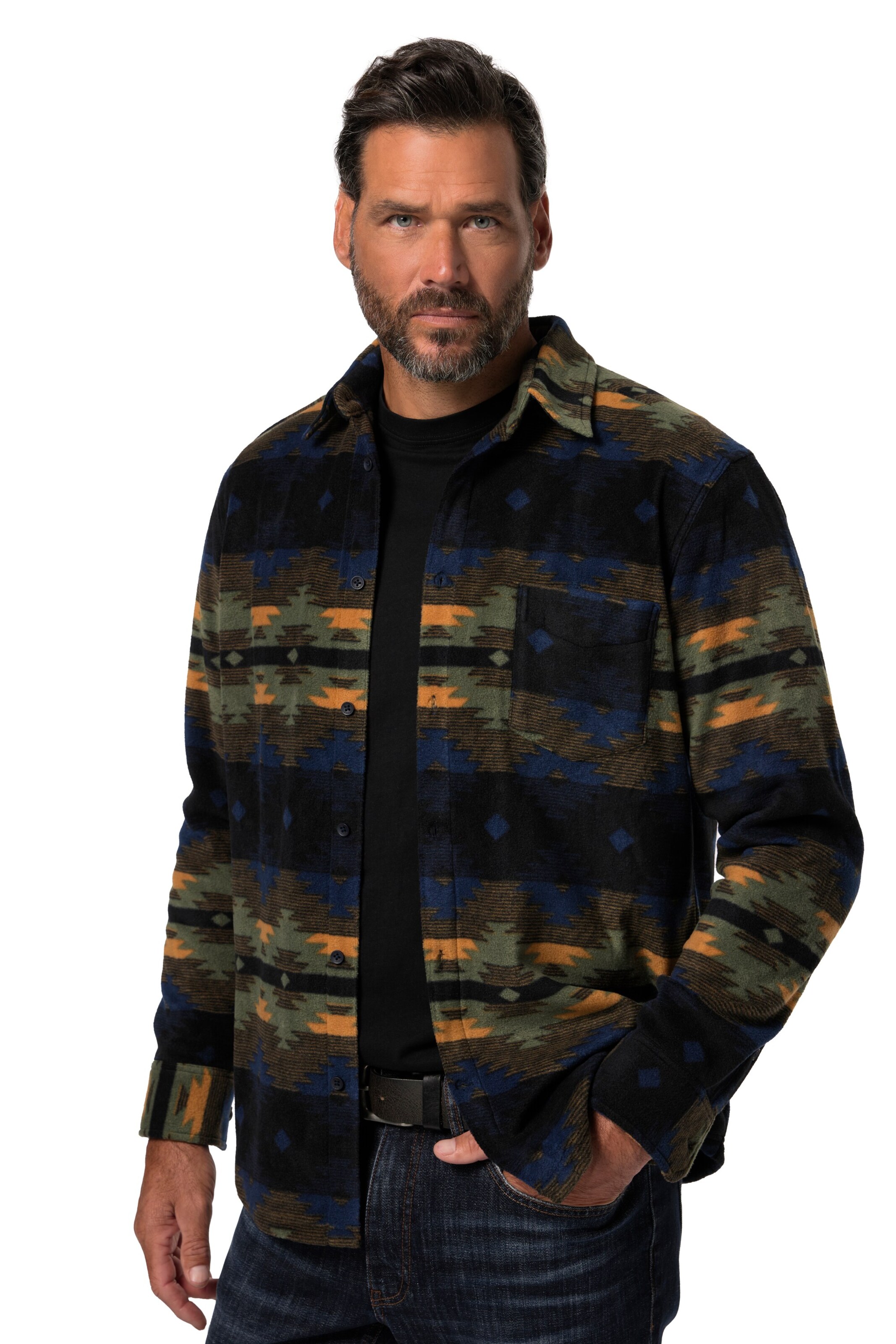 Coupe regular Chemise JP1880 en mélange de couleurs : devant