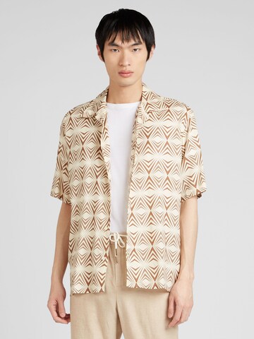 SELECTED HOMME Comfort fit Button Up Shirt in Beige: front