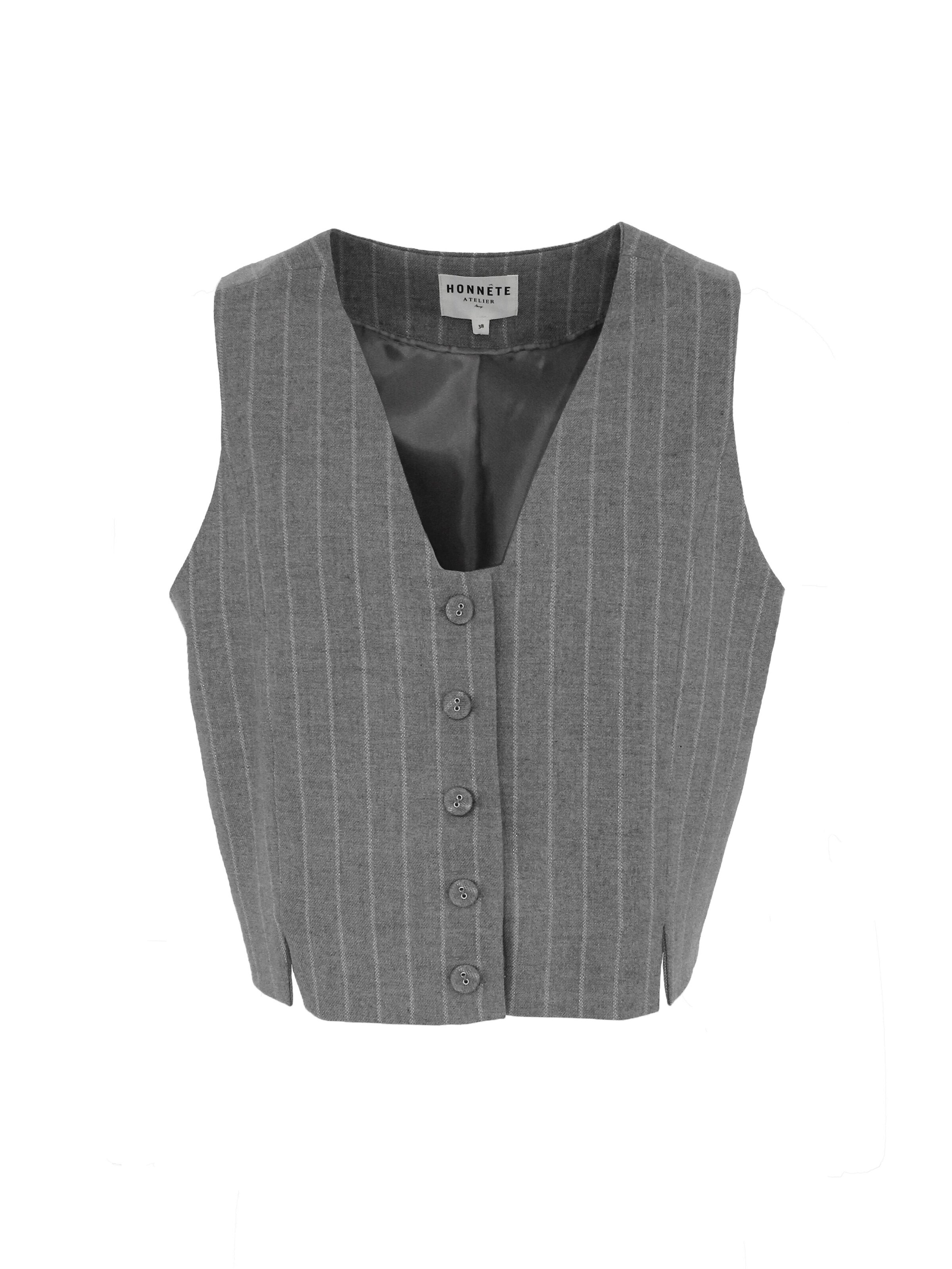 Honnête Atelier Vest 'Manon' in Grey