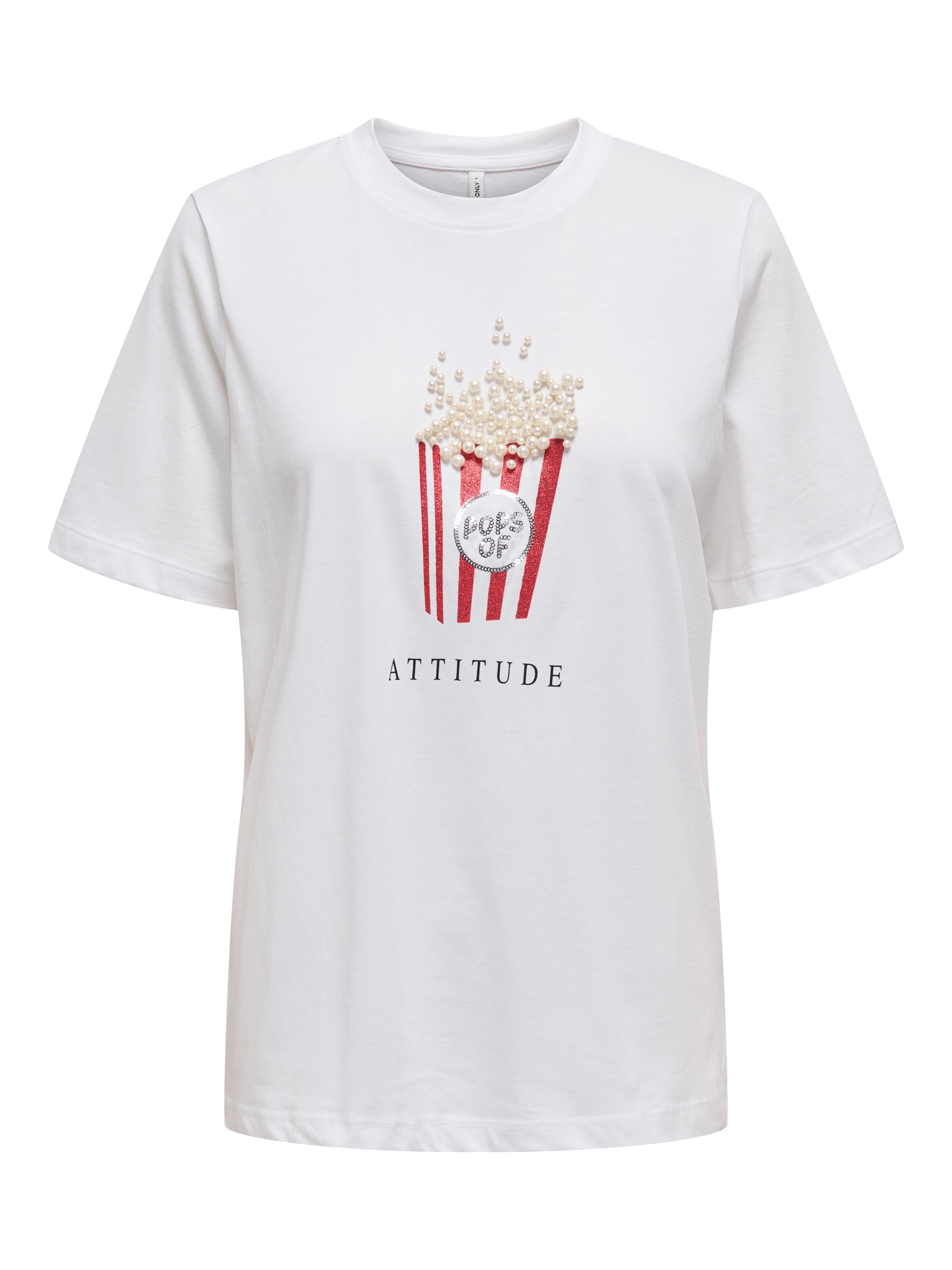 ONLY Футболка 'ONLBurst Popcorn' в Белый: спереди