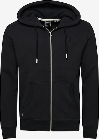 Superdry Zip-Up Hoodie in Black: front