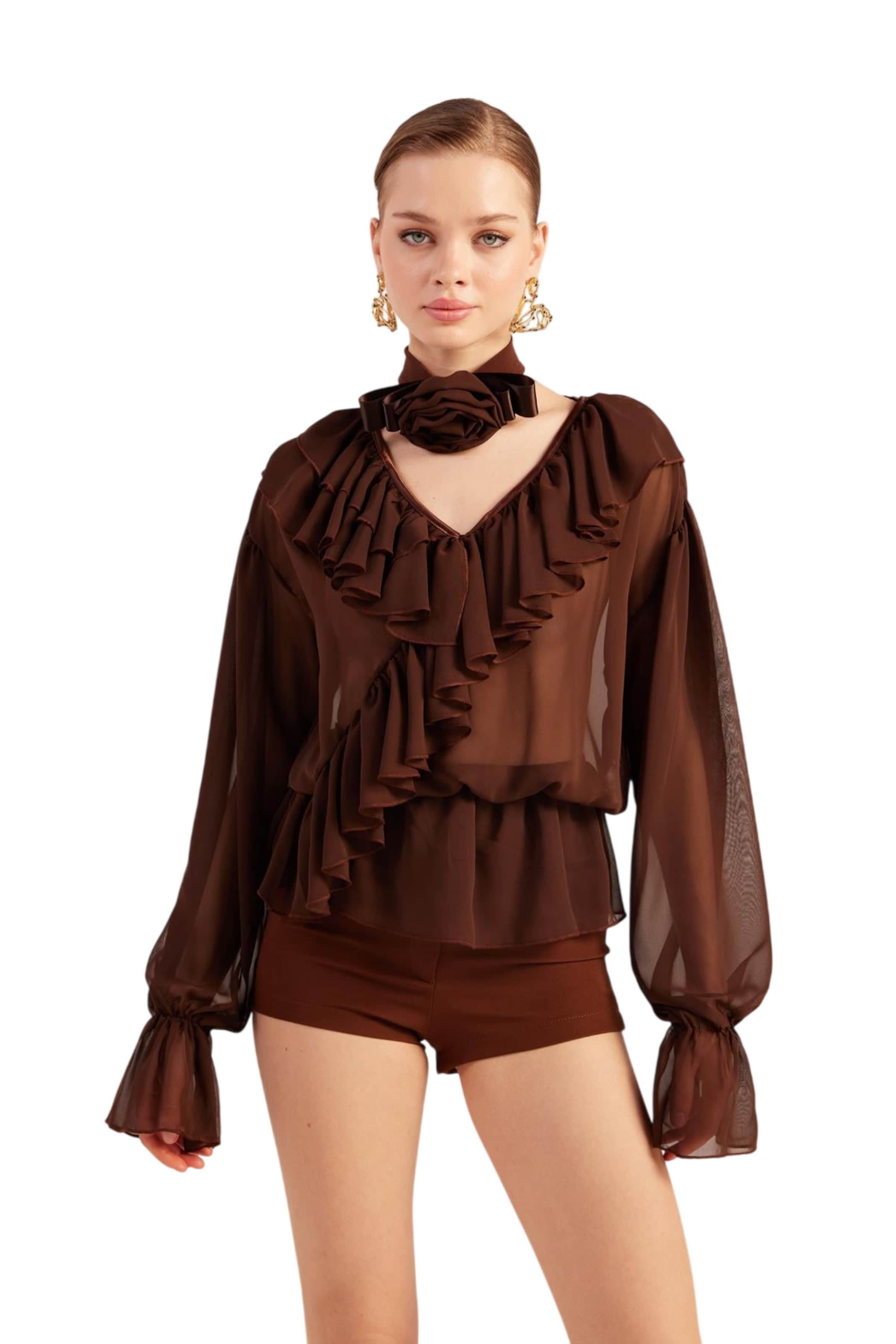 HOLLY LOLLY Blouse in Bruin