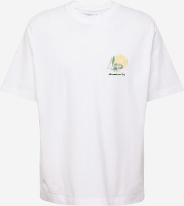 Abercrombie & Fitch Тениска 'FRUIT AND FLORAL' в бяло: отпред