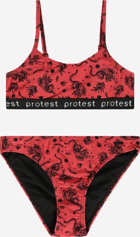 PROTEST Bustier Sport fürdőruhadivat 'DENIES' - piros: elől