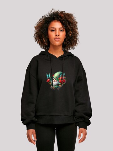 F4NT4STIC Sweatshirt 'Gnom Frühling Blumen Schmetterling' in Black: front