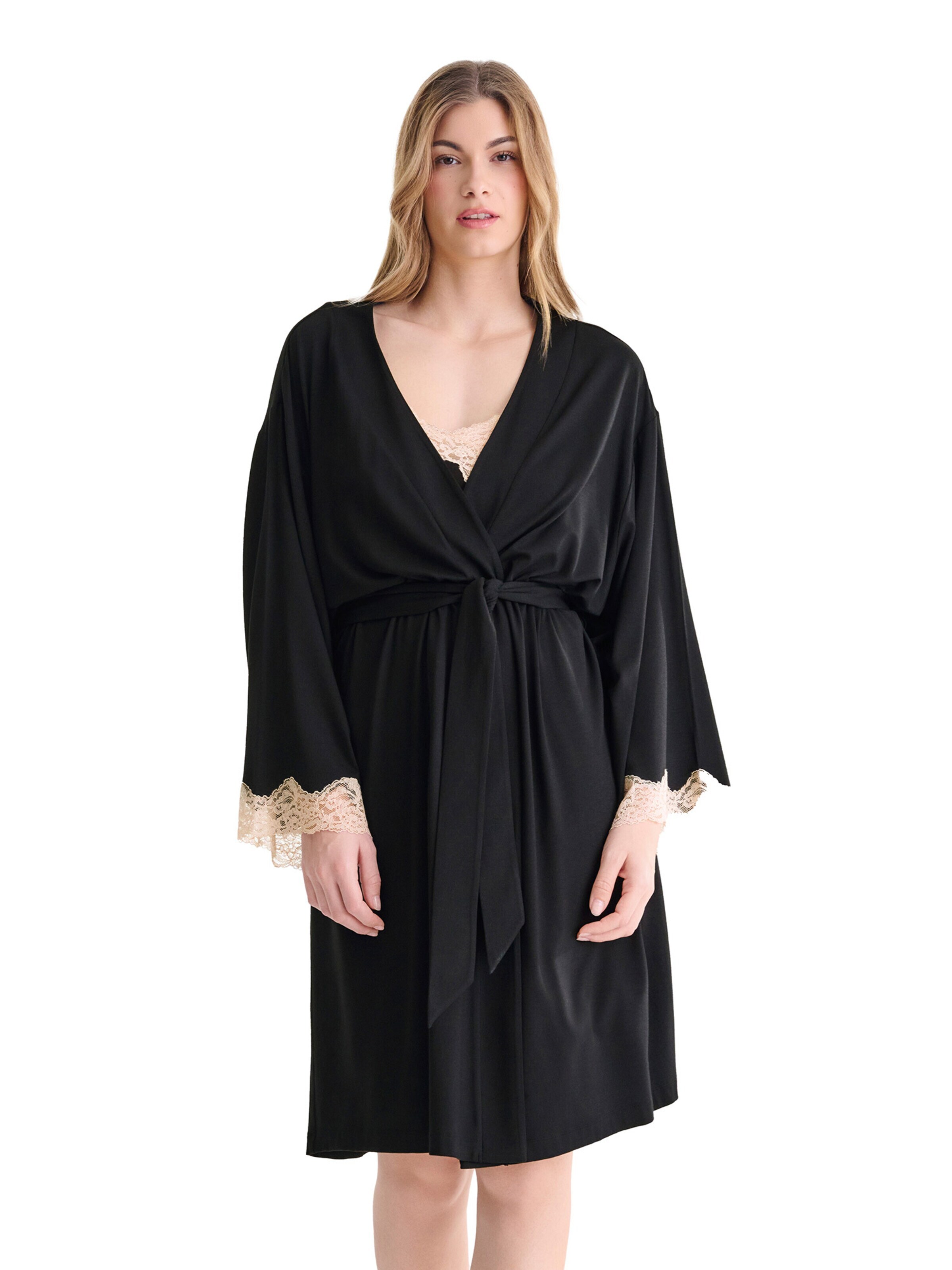 Lisca Morgenmantel 'Tania'‌‌‌‌‌‌ in Schwarz