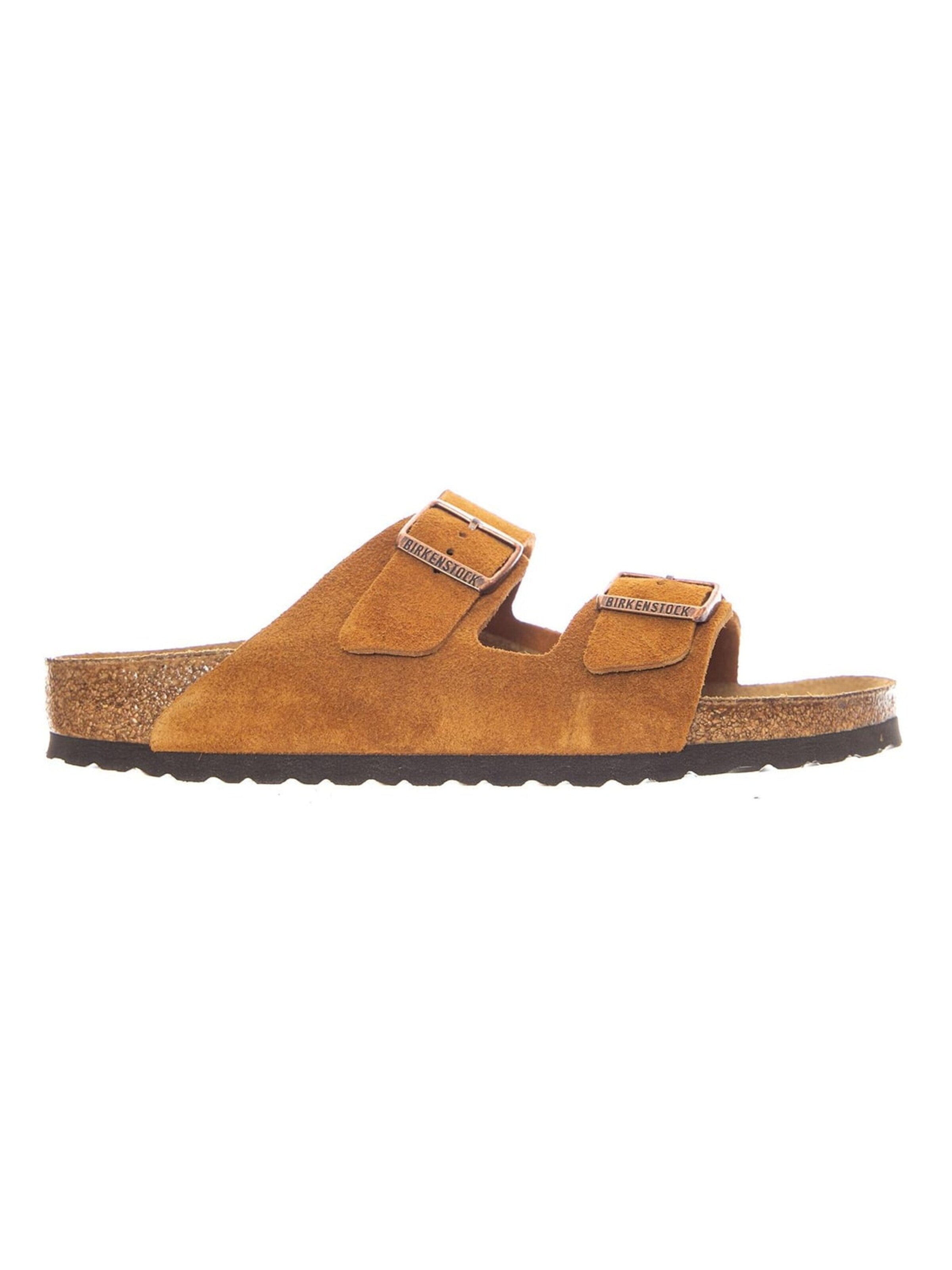 Sandalo 'Arizona Big Buckle Nubuck Leather Narrow Fit Sandcastle' di BIRKENSTOCK in marrone