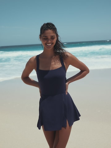 Next Bustier Badeanzugkleid in Blau: Vorderseite