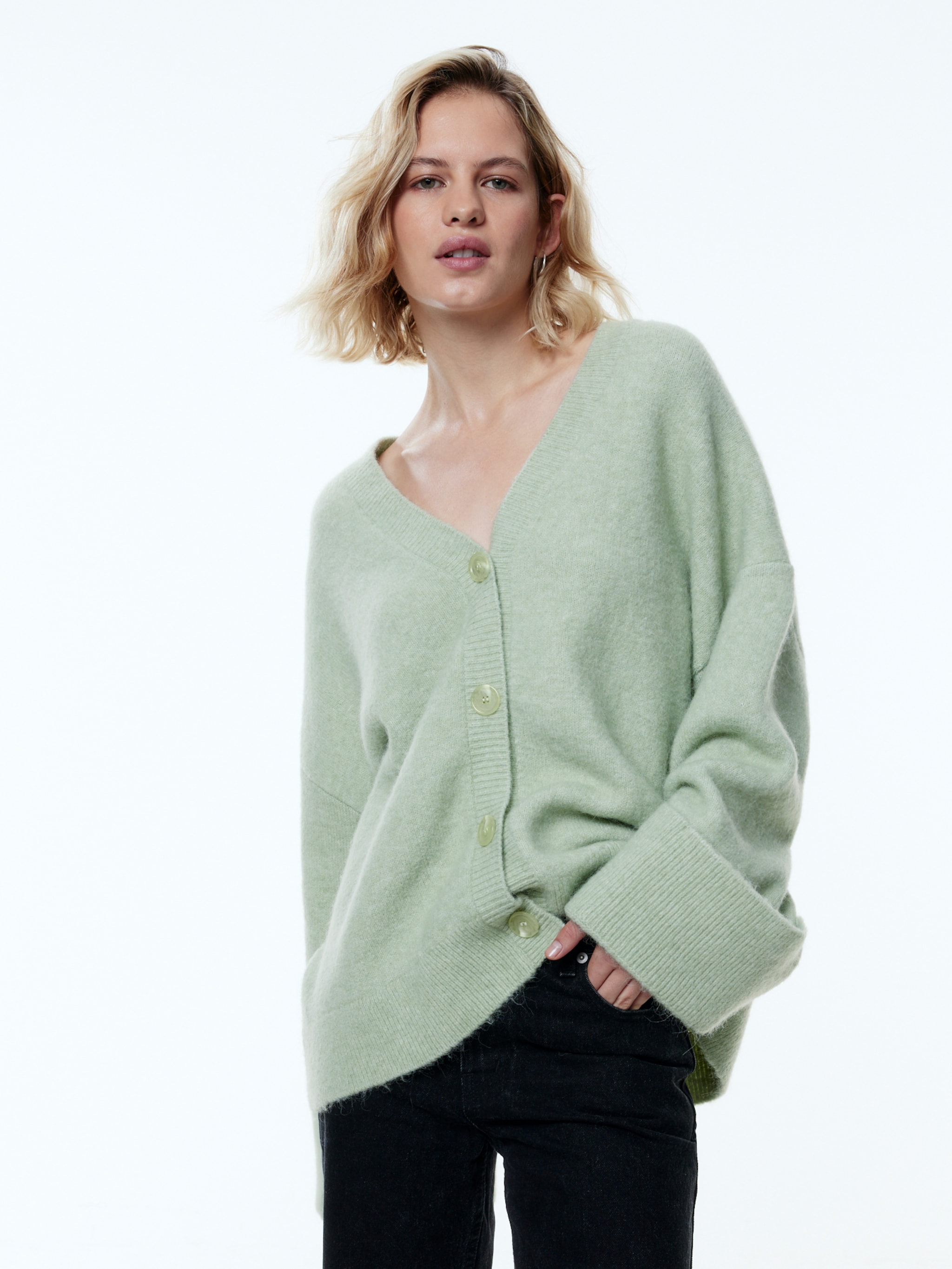 EDITED Producten Gebreid vest 'Haima' Groen