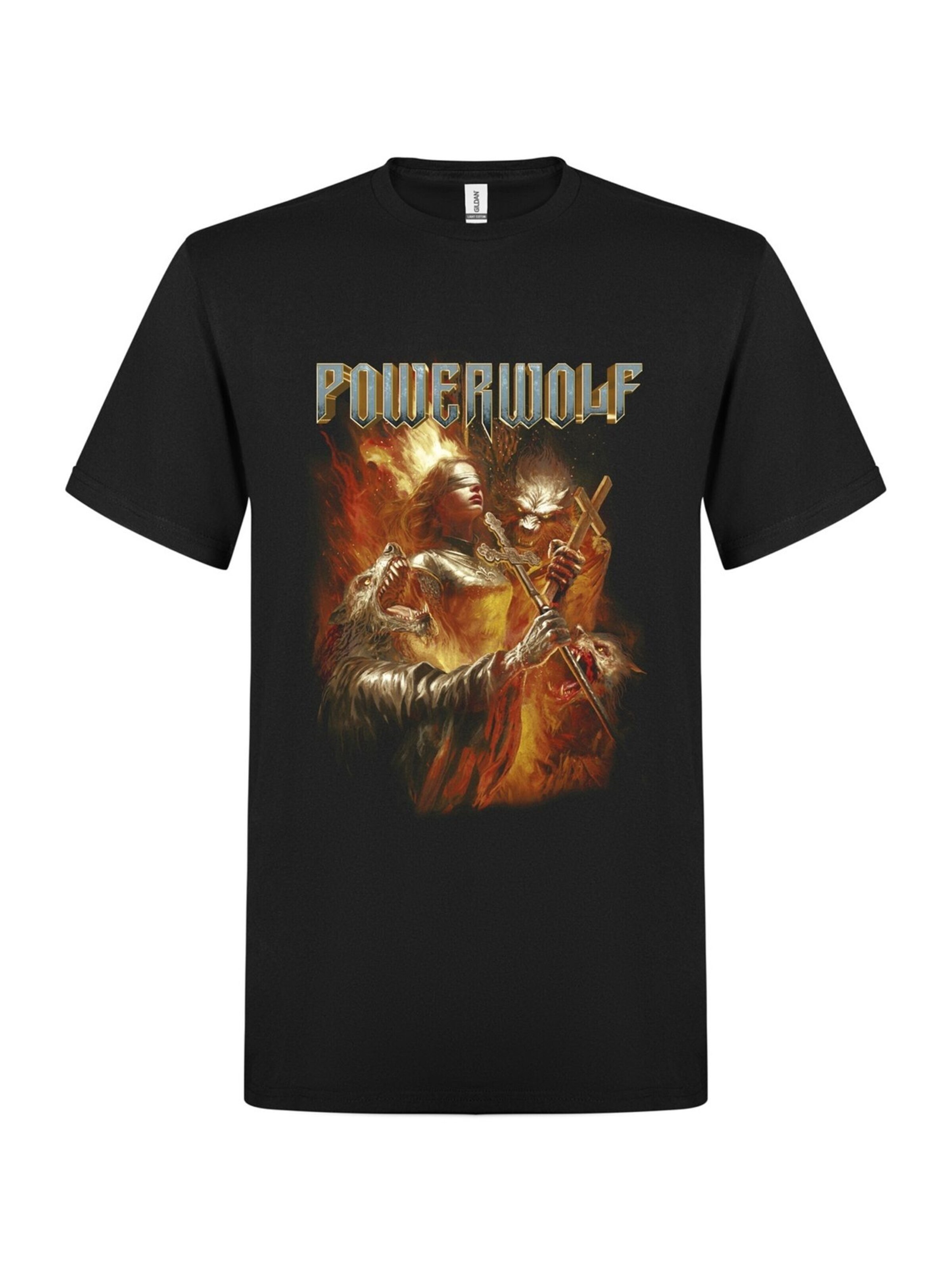 Maglietta 'Powerwolf Joan Of Arc' di Rockshirts in nero: frontale
