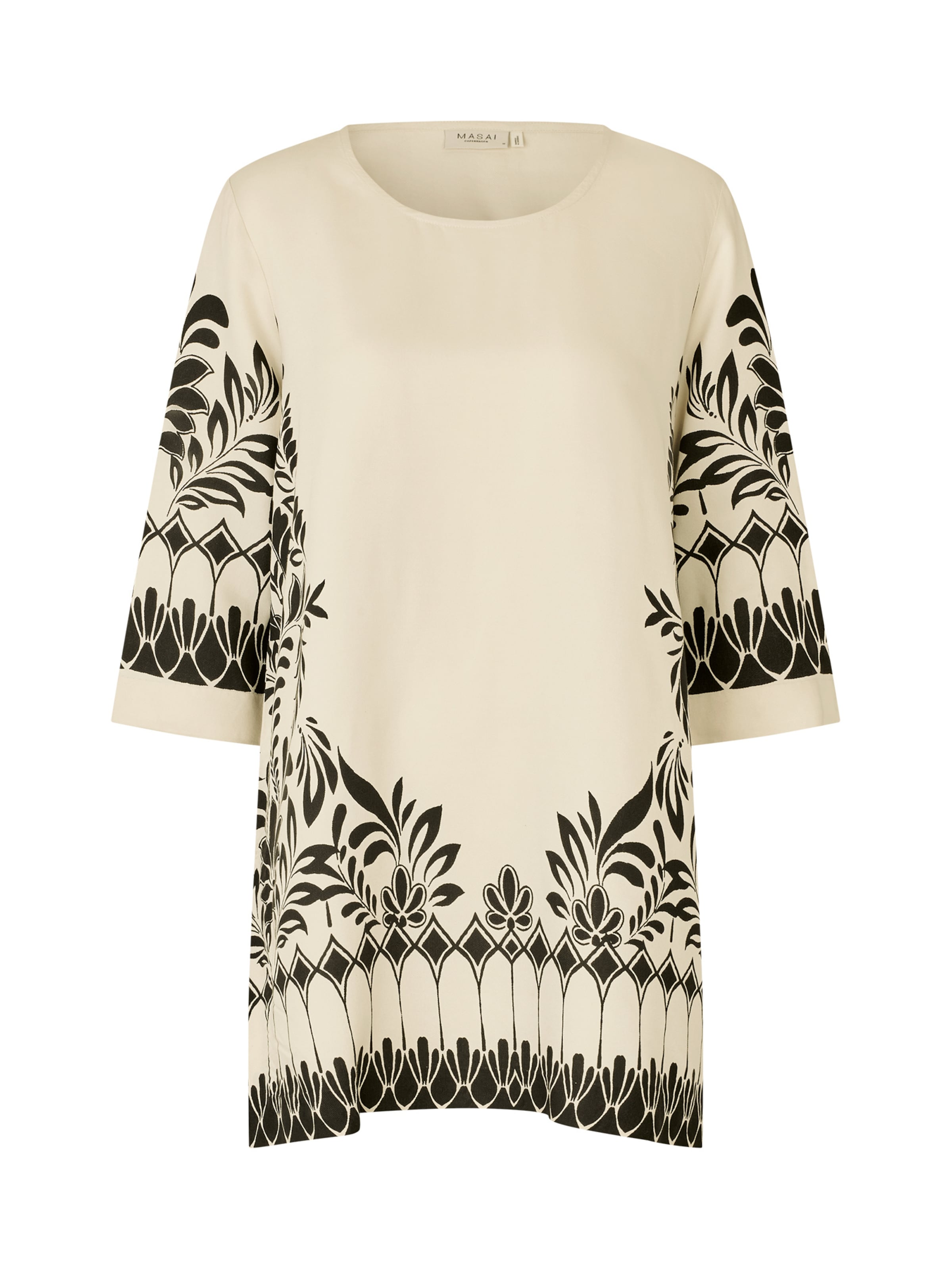 Tunique 'MaBai' Masai en noir : devant