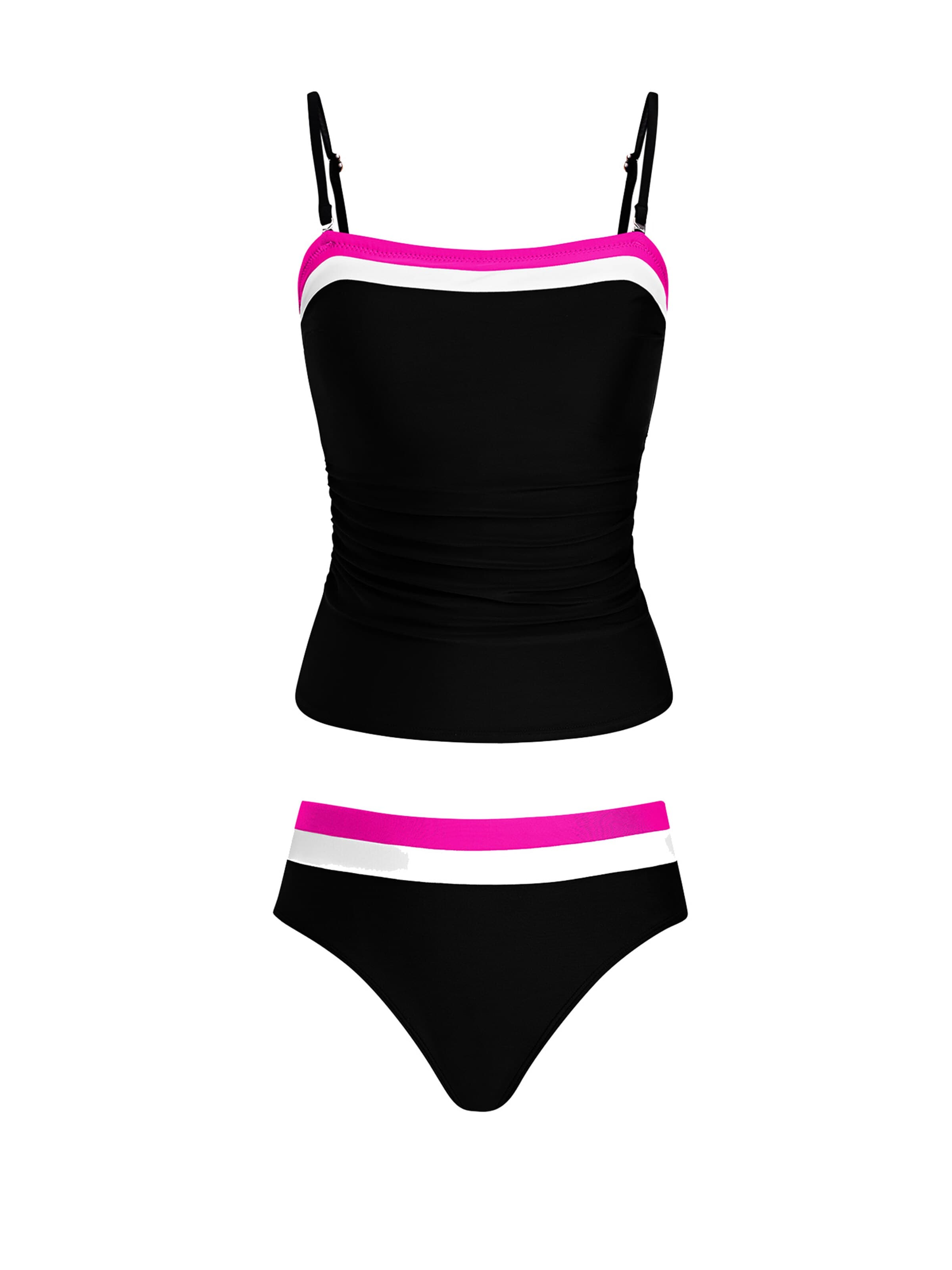 Cupshe Klassisch Tankini 'Square neckline' in Schwarz: Vorderseite