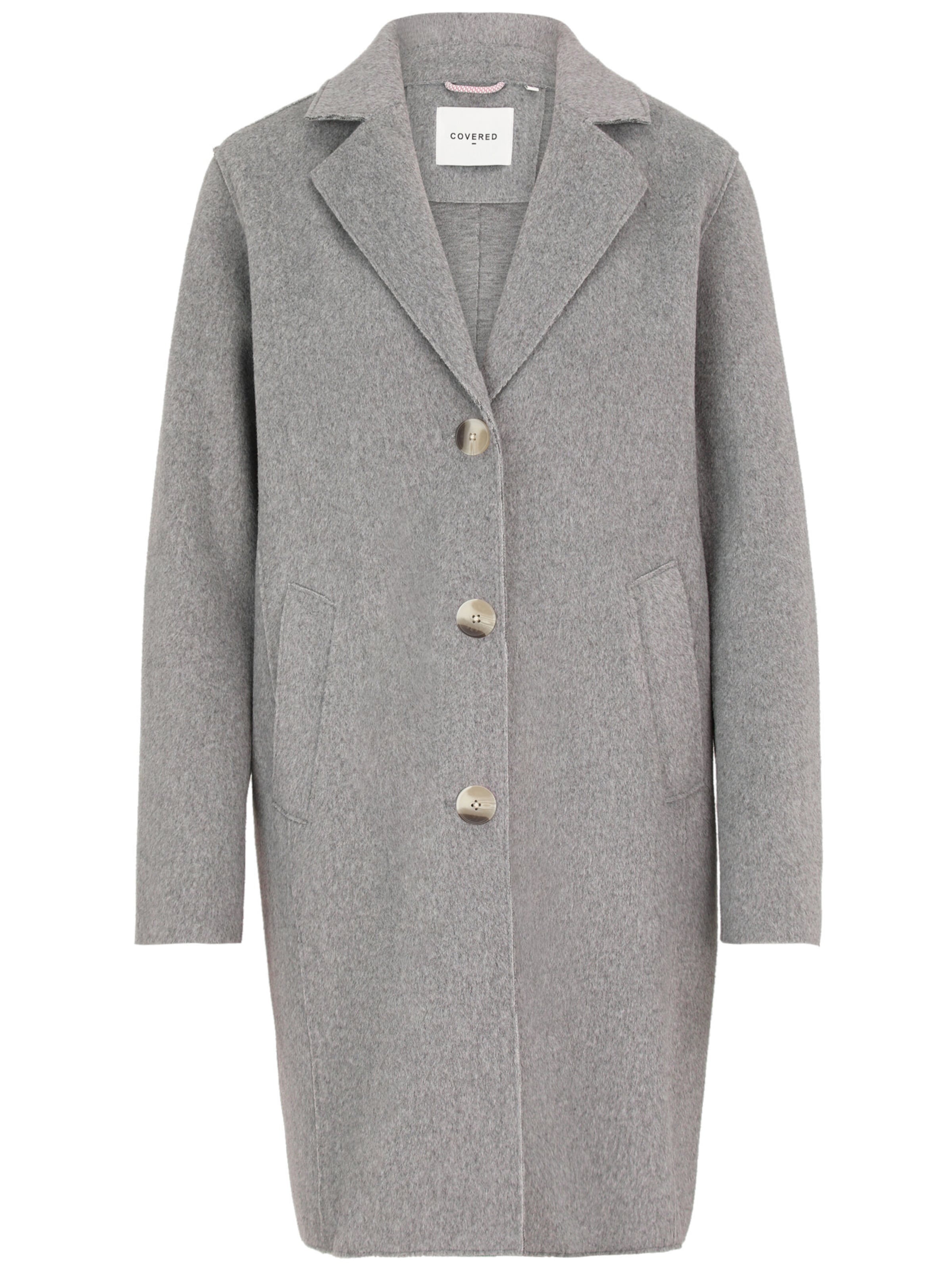 Covered Between-Seasons Coat in Grey: front
