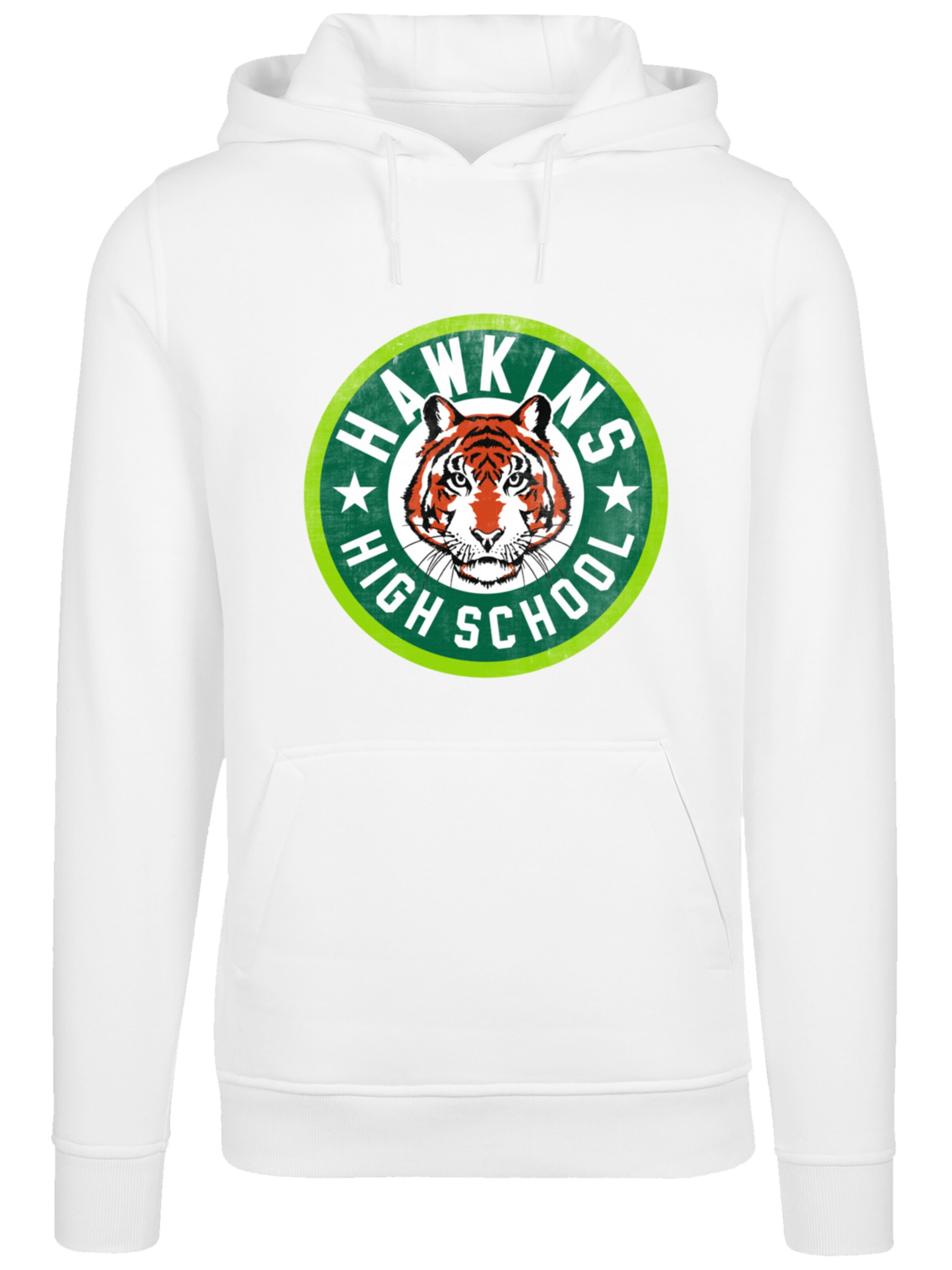 F4NT4STIC Sweatshirt 'Stranger Things Hawkins Tiger Circle Netflix TV Series' in Weiß: Vorderseite