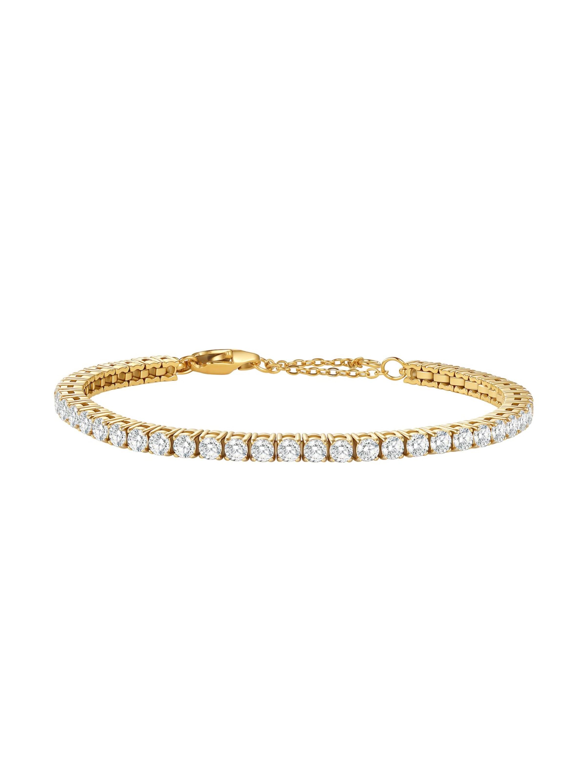 Hey Happiness Armband 'Crystal Tennis' in Goud: voorkant