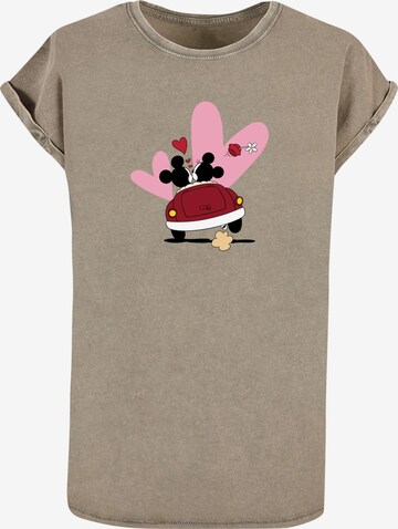 ABSOLUTE CULT Shirt 'Mickey Mouse - Car' in Brown: front
