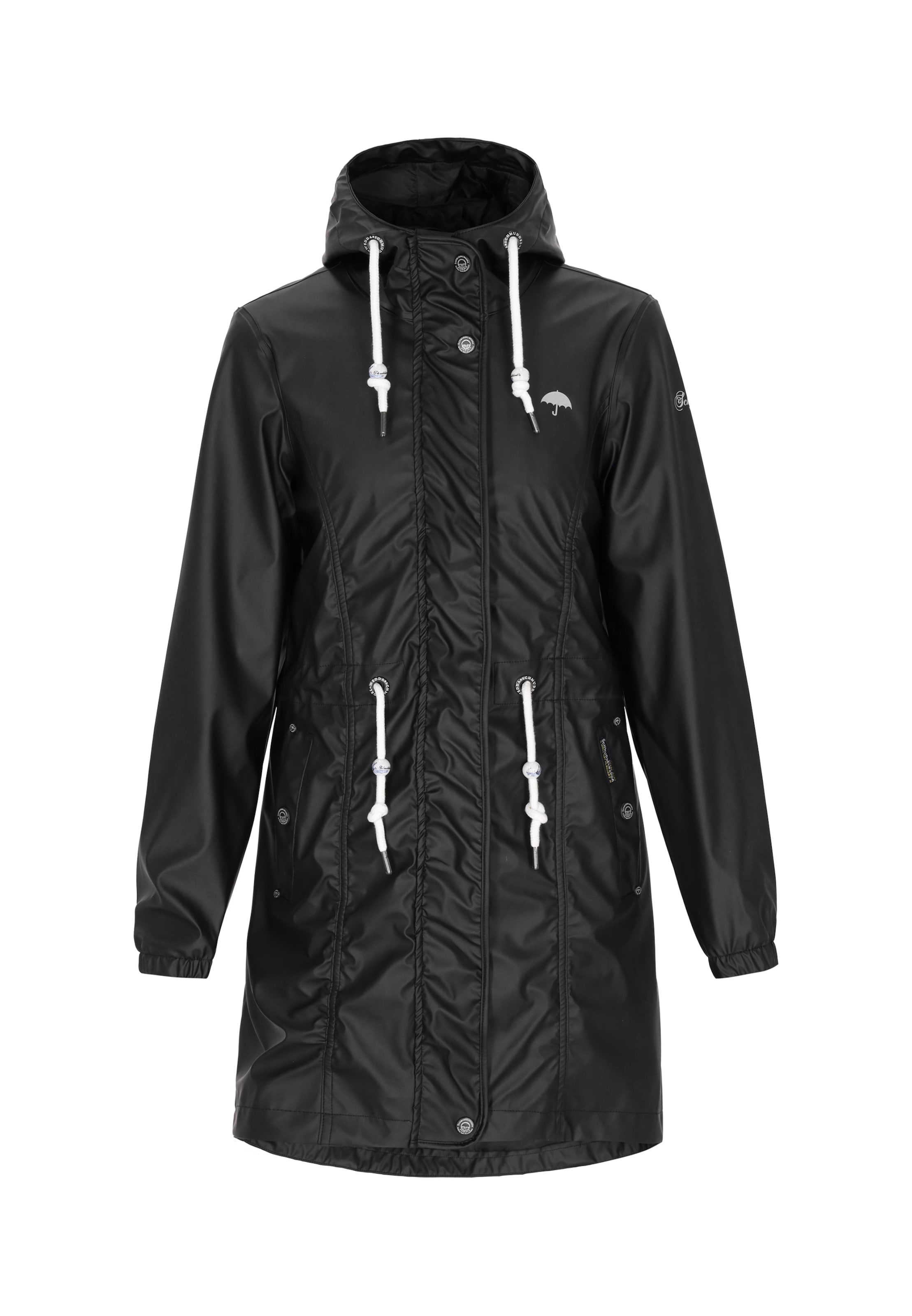 Schmuddelwedda Funktionsmantel in Schwarz: Vorderseite