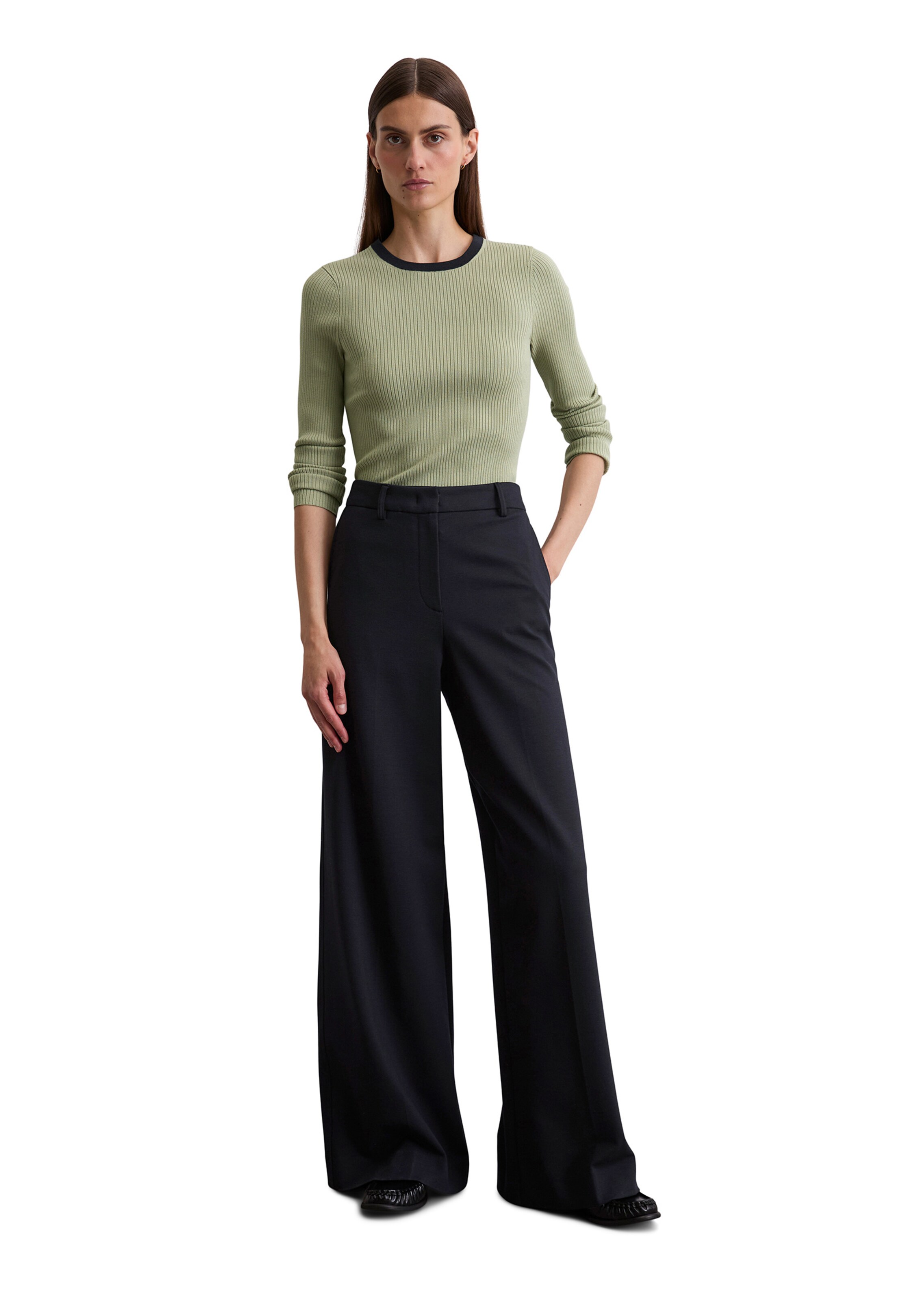 Marc O'Polo Wide Leg Hose in Schwarz