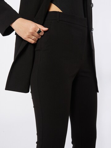 Warehouse Slim fit Trousers with creases in Black