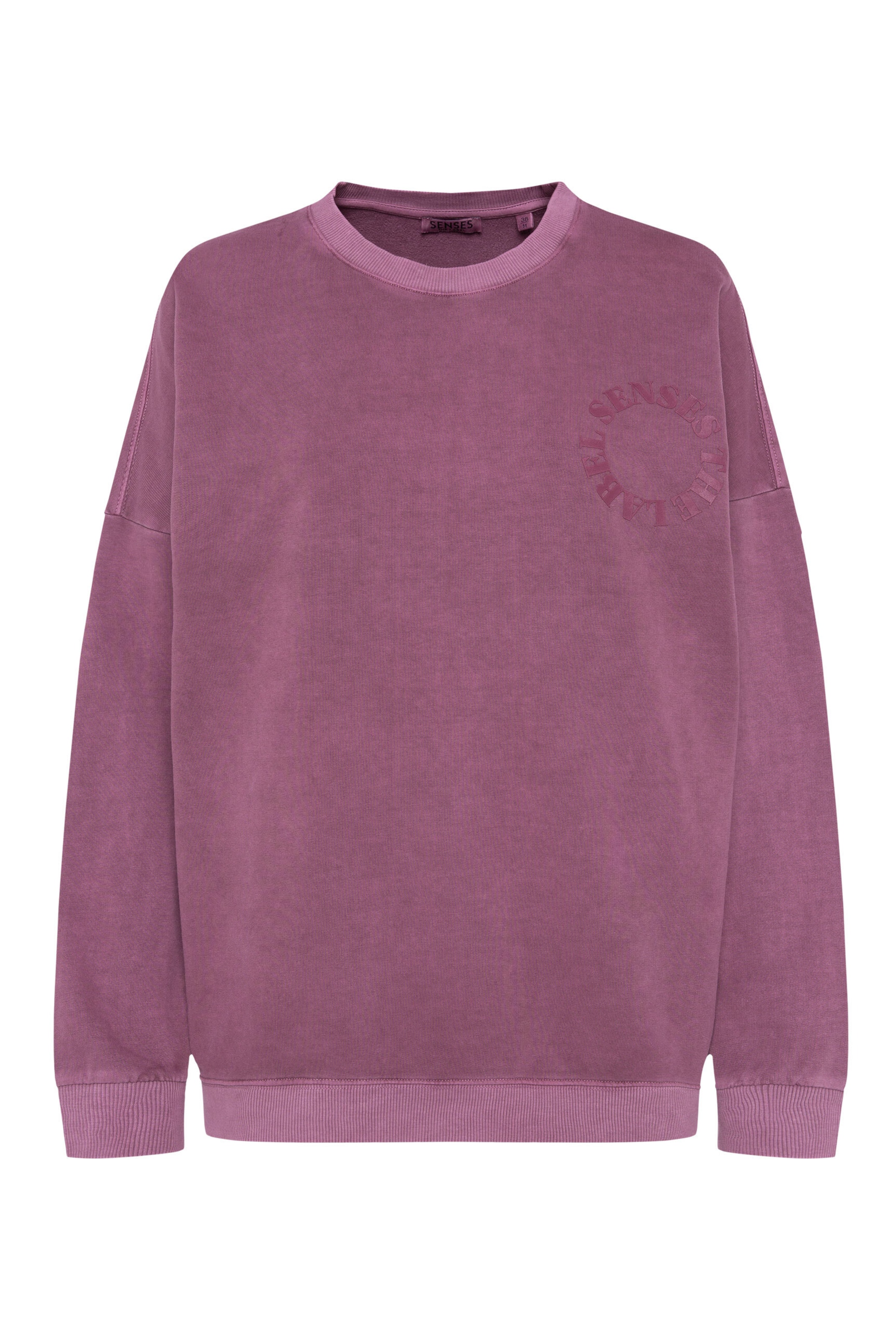 SENSES.THE LABEL Sweatshirt SMIL:LA mit Vintage-Look und Backprint in Rot: Vorderseite