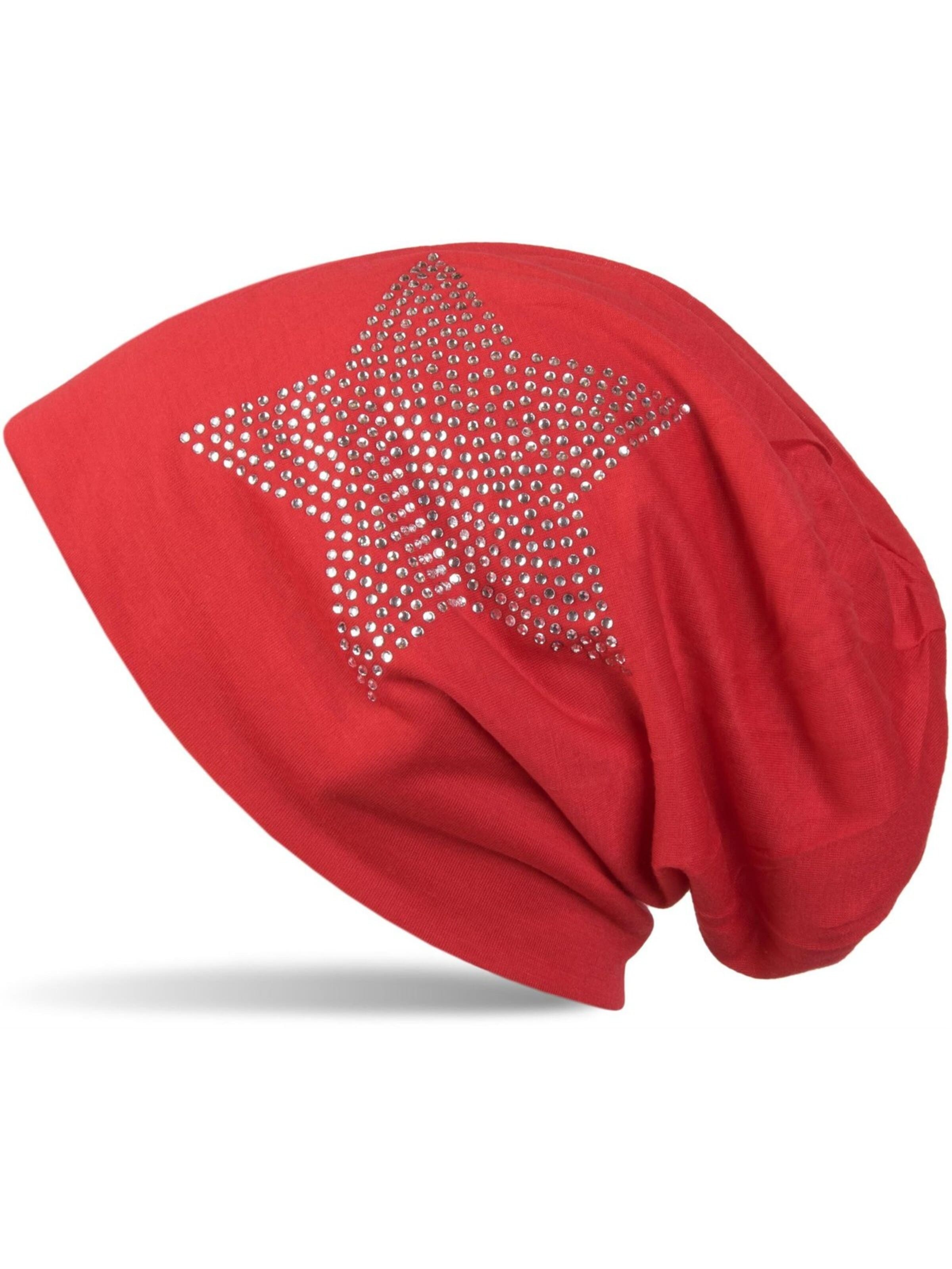 styleBREAKER Mütze 'Leichte Beanie mit Strass Stern'‌‌‌‌‌‌‌‌‌ in 54-64 in rot, Produktansicht