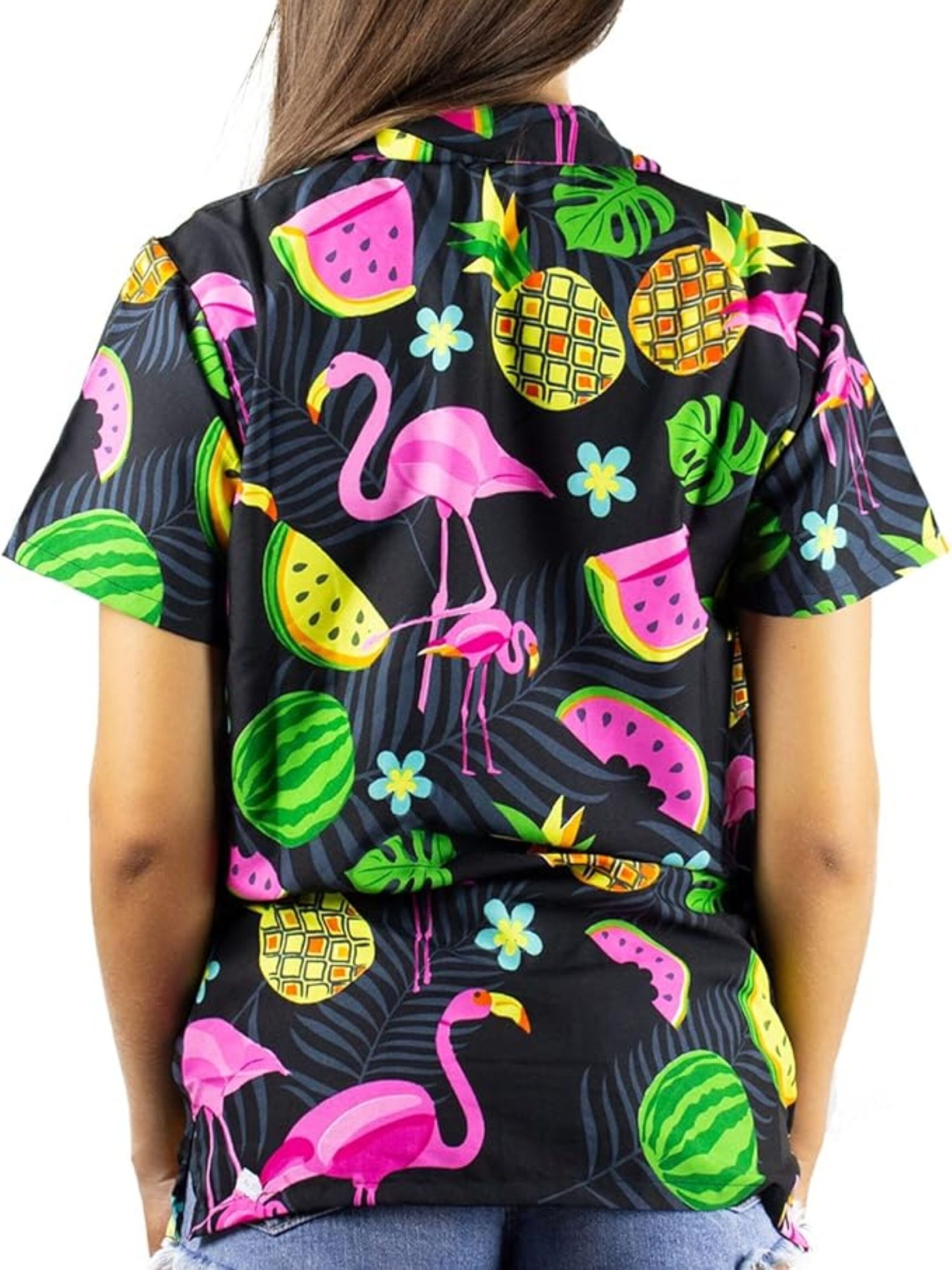 King Kameha Bluse 'Flamingo Melone'‌ in Schwarz