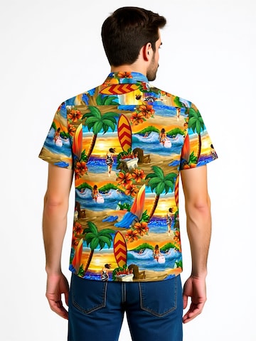 Hawaiihemdshop.de Regular fit Button Up Shirt 'Hawaiihemd Surfer's Paradise' in Orange