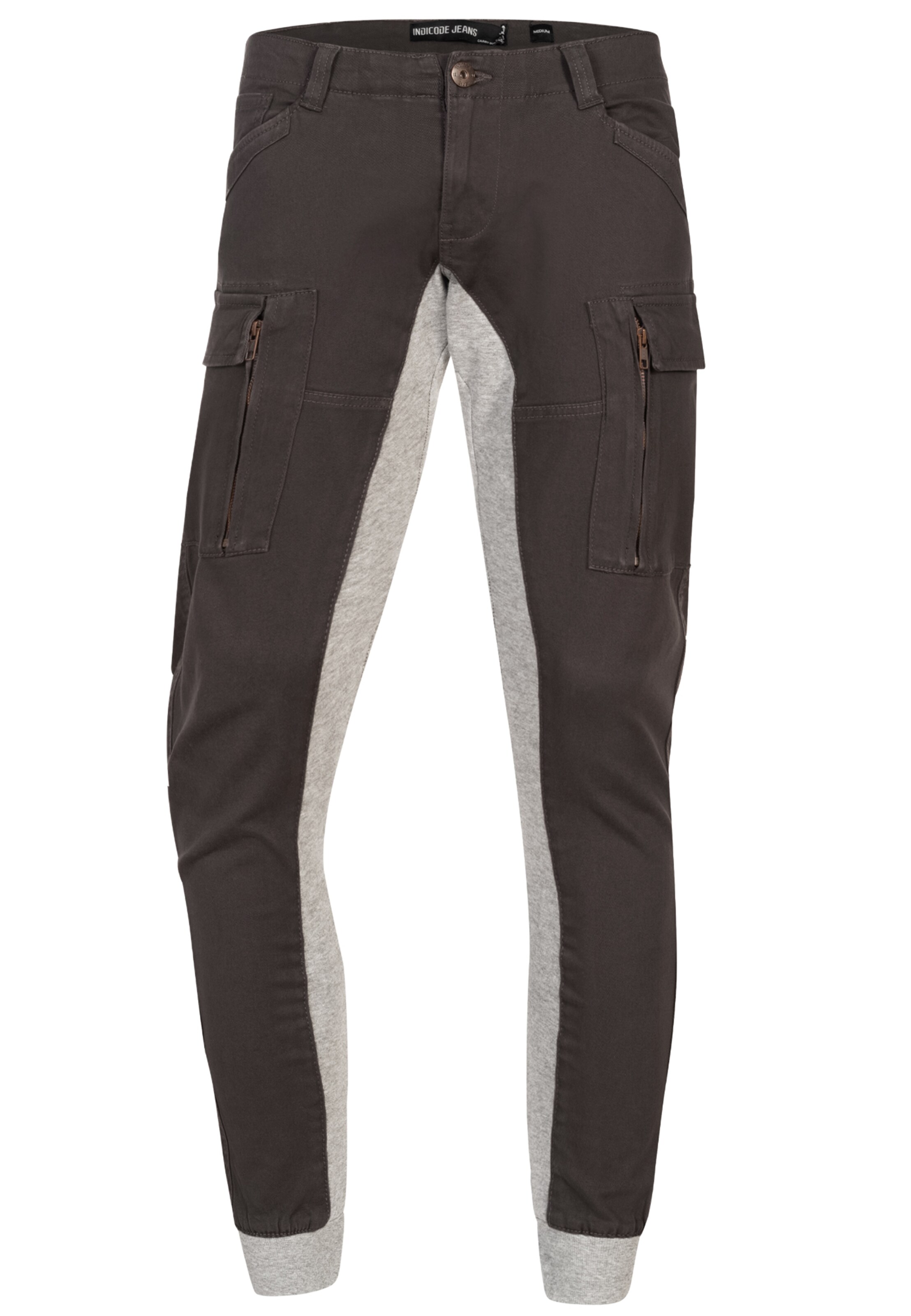 INDICODE JEANS Regular Cargo Pants ' Drogo ' in Grey: front