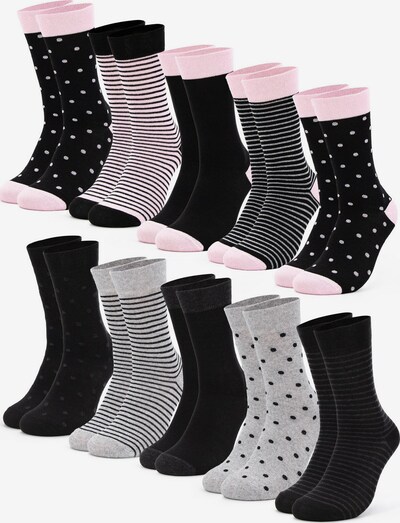 Occulto Socken 'Milka' in grau / rosa / schwarz / weiß, Produktansicht