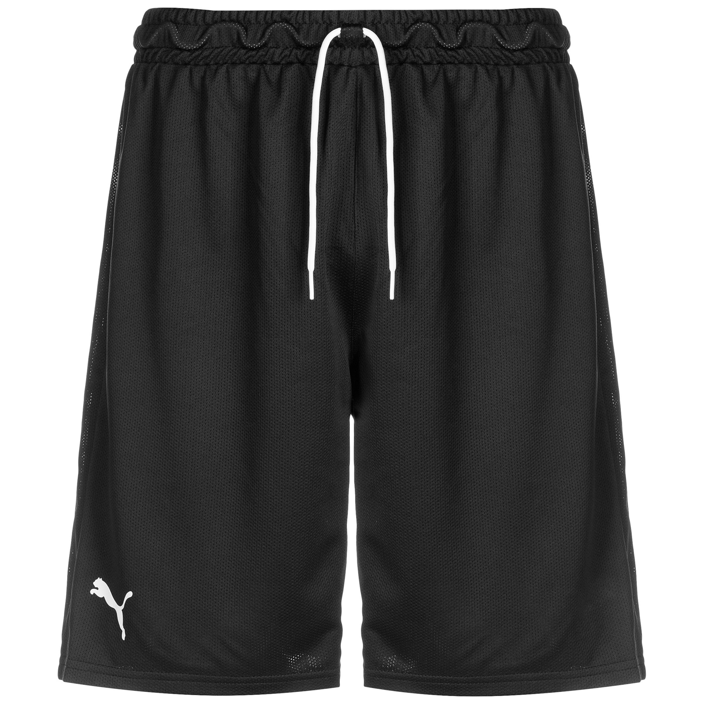 PUMA Regular Sportshorts 'Hoops Team Practice' in Schwarz: Vorderseite