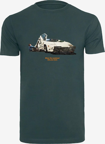 T-Shirt 'Weekend Wolf' Mister Tee en vert : devant