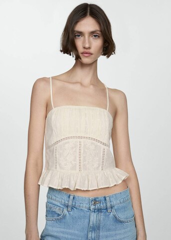 MANGO Top 'Perla' in Wit: voorkant