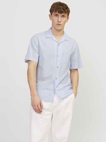 JACK & JONES Comfort fit Button Up Shirt in Blue: front