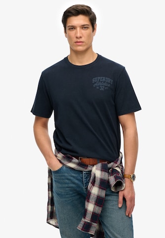 T-Shirt 'Athletic Essential' Superdry en bleu : devant
