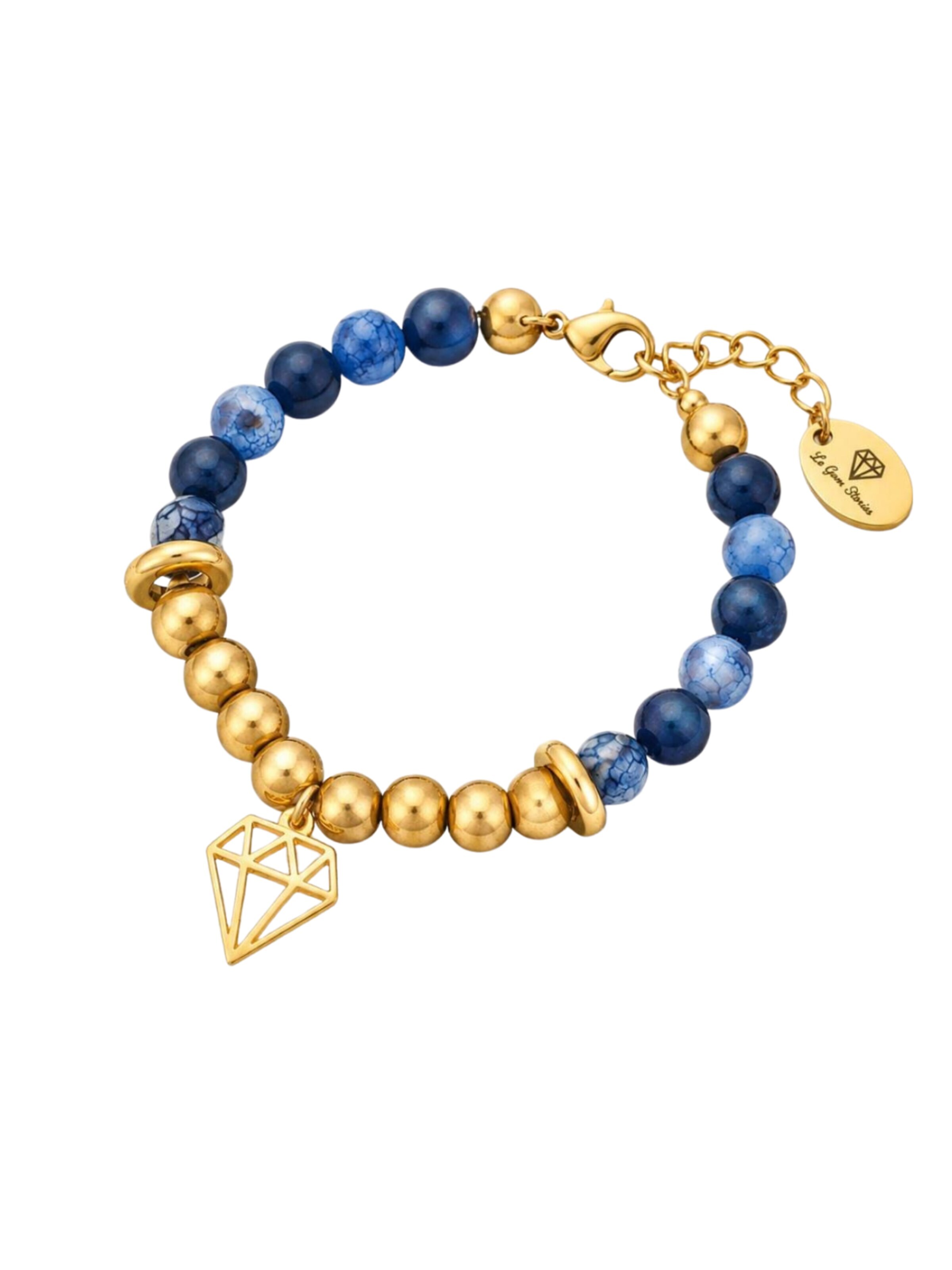 THE GEM STORIES JEWELRY Armband 'Blue Agate' in Blauw: voorkant