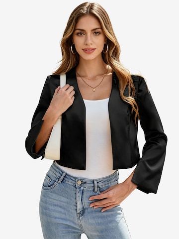 KoJooin Marynarka 'Satin-Cardigan für Damen, lange ärmel,vorne offen, kurz geschnitten,Bolero-Schulterjacke fürs Büro' w kolorze czarny: przód