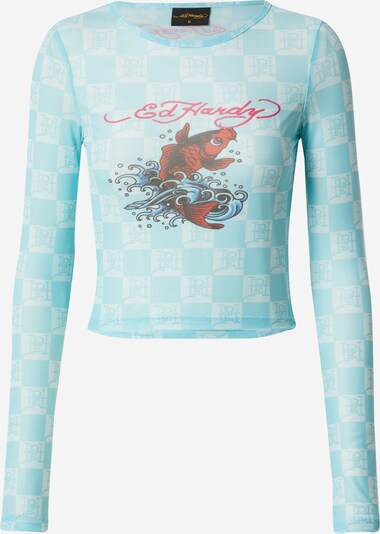 Ed Hardy Тениска в светлосиньо / червено / черно / мръсно бяло, Преглед на продукта