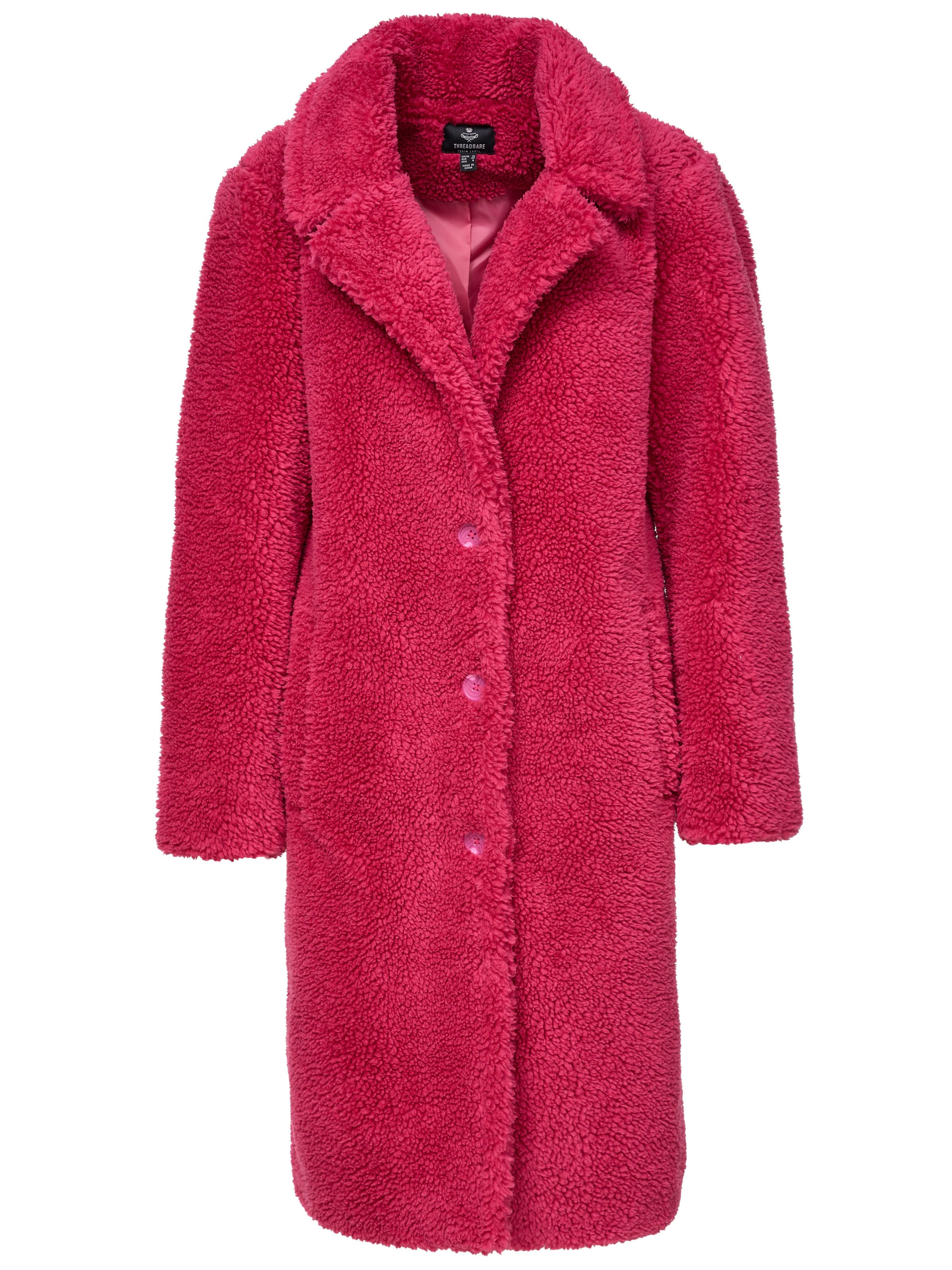 Threadbare Between-seasons coat 'Bear' in Pink: front
