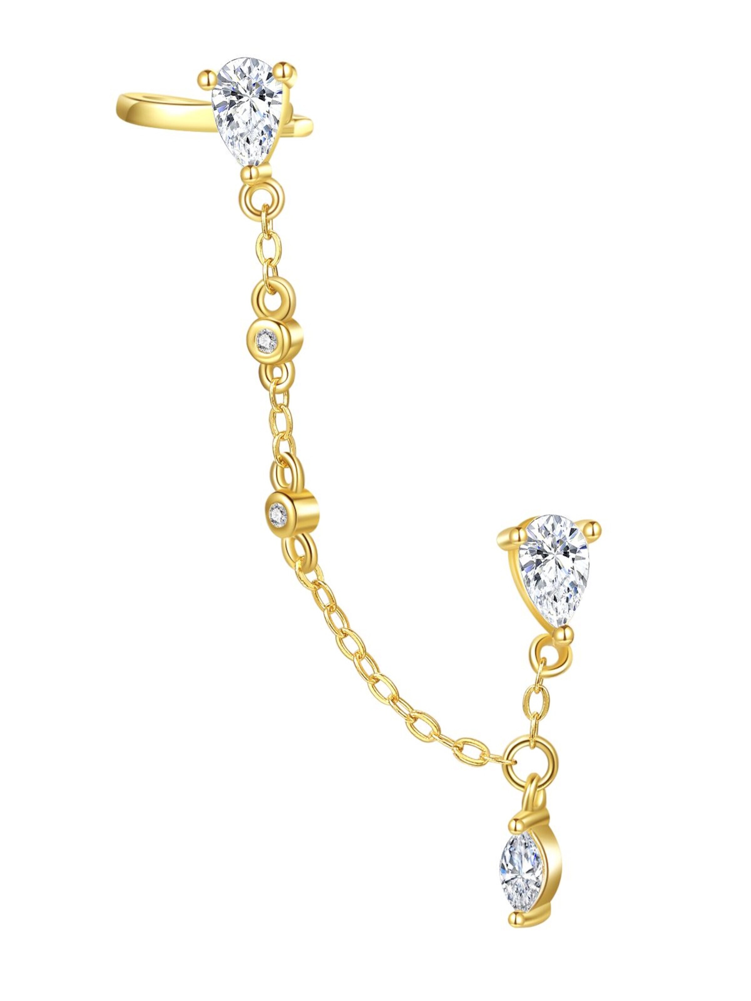 Hey Happiness Ohrringe 'Chain Cuff'‌‌‌‌‌‌‌ in Gold: Vorderseite