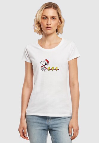 Merchcode Shirt 'Peanuts Duck Run' in Wit: voorkant