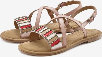 LASCANA Sandalen met riem in Roze