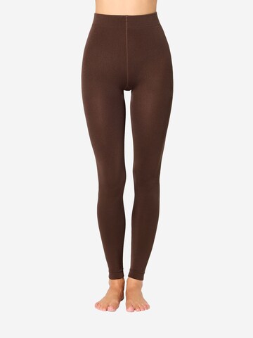 Nur Die - Skinny Leggings ' Wohlig Warm 100 DEN ' en marrón: frente