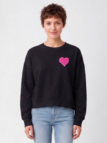 Sweat-shirt 'Pink Heart' Watapparel en noir : devant