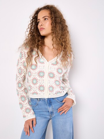 Apricot Knit Cardigan ' ' in Beige: front