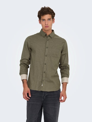 Only & Sons Regular fit Button Up Shirt 'ONSROAD' in Brown: front