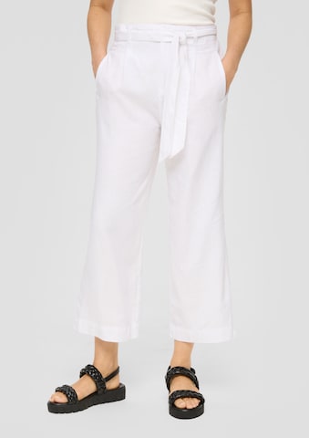 s.Oliver Wide leg Bandplooibroek in Wit: voorkant