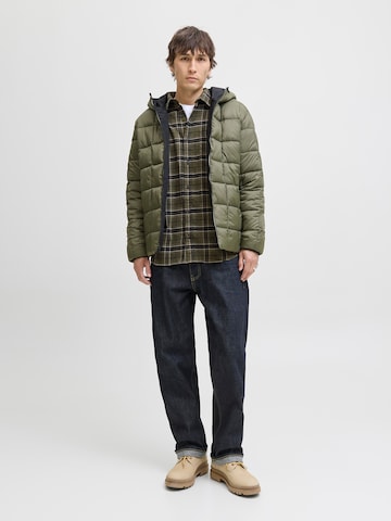 JACK & JONES Comfort fit Button Up Shirt 'JJJames' in Green
