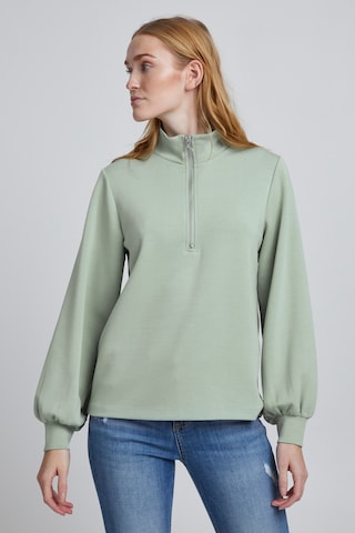 b.young Sweatshirt 'BYPUSTI HALFZIP' in Groen