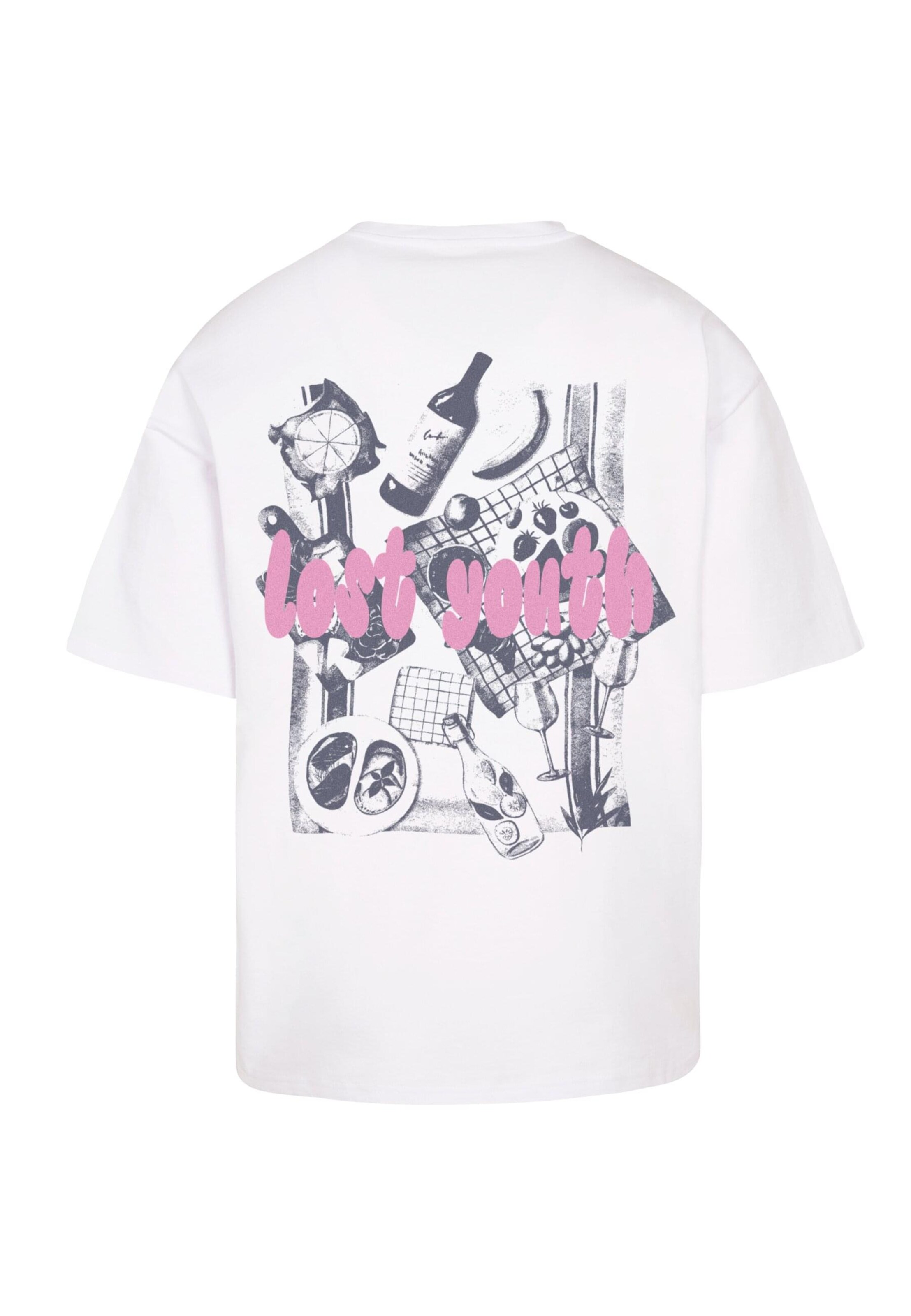 Lost Youth Shirt 'Foods&Friends' in Wit